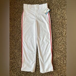 Champro Open Bottom Premium Youth Baseball Pants Size XL White w Red Piping NWT